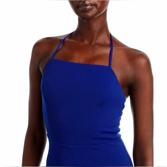 Aqua Halter Wide Leg Jumpsuit - Picture 2 of 7